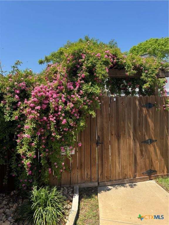 view of gate with fence
