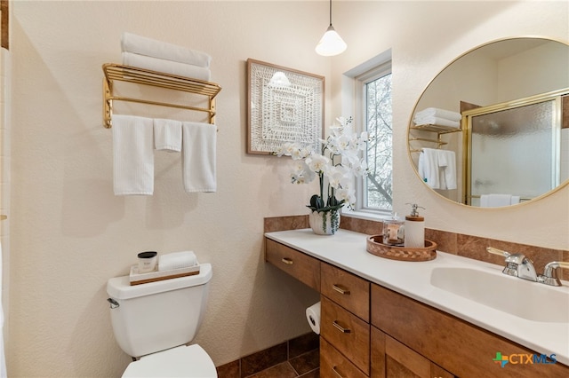 10329 Montanio Dr, New Braunfels, TX 78132 - bathroom featuring vanity, a stall shower, and healthy amount of natural light