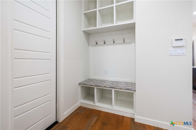 mudroom featuring dark hardwood / wood-style floors