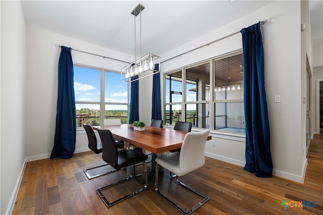 dining room with dark hardwood / wood-style floors