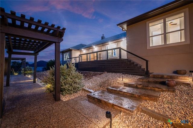 exterior space featuring a pergola