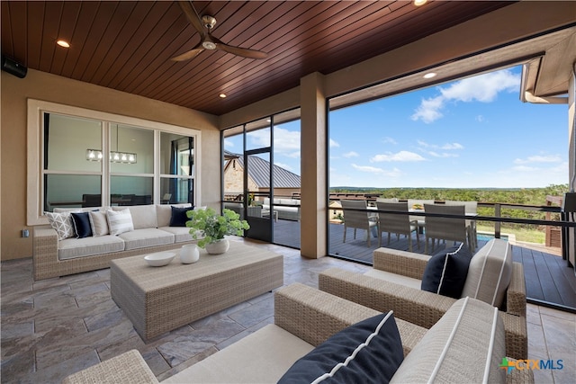 view of patio / terrace featuring an outdoor hangout area and ceiling fan