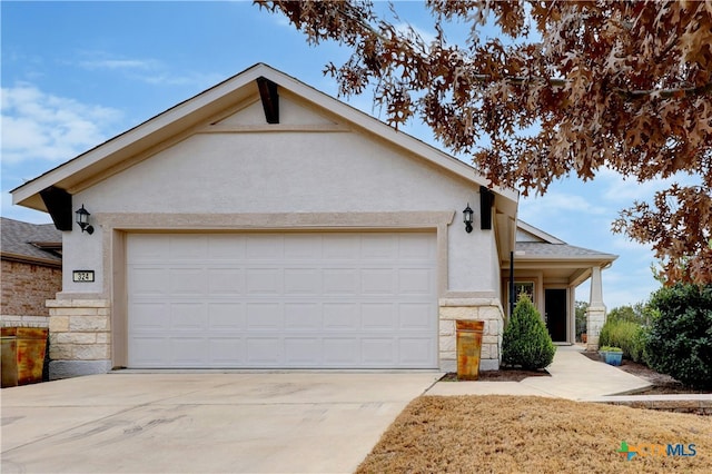 single story home with a garage