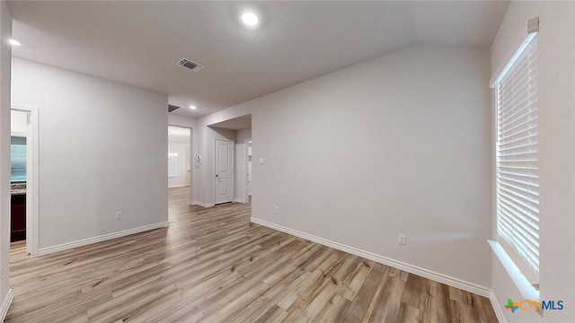 empty room featuring light wood-type flooring