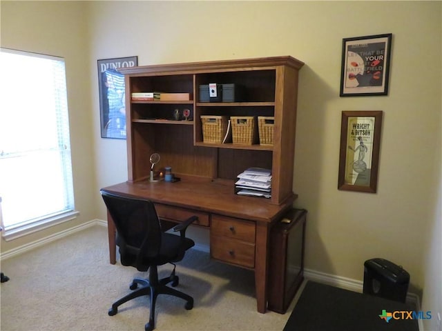 view of carpeted office space