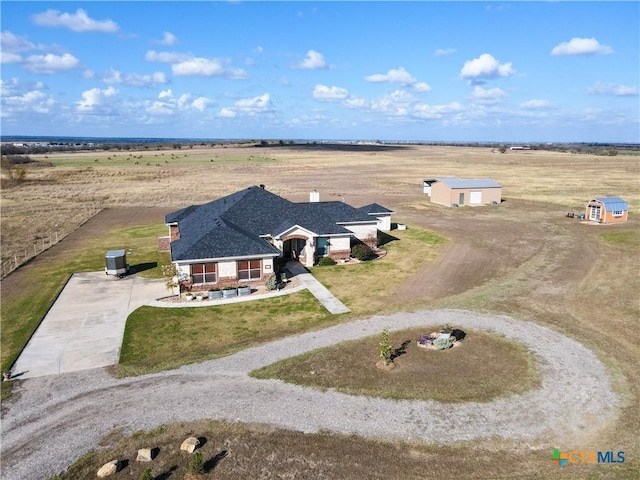 aerial view featuring a rural view