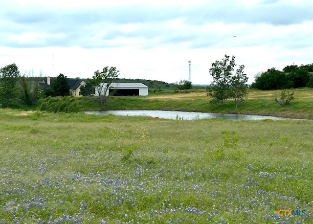 view of yard with a water view