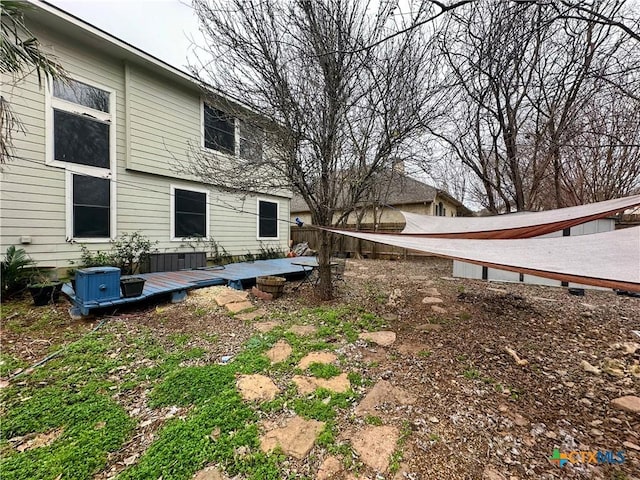 view of yard with a deck