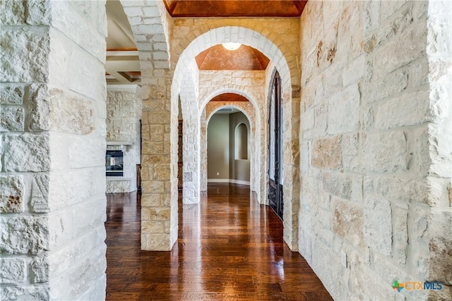 hall featuring dark hardwood / wood-style flooring