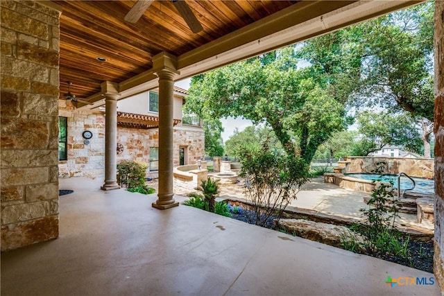 1027 Las Brisas Dr, Canyon Lake, TX 78133 - view of patio with a ceiling fan