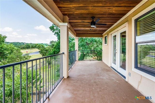 1027 Las Brisas Dr, Canyon Lake, TX 78133 - balcony featuring a ceiling fan and french doors
