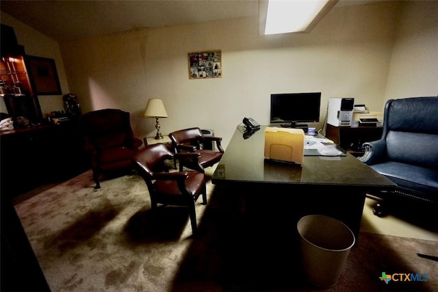 view of carpeted home office