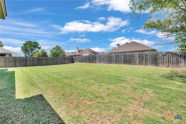 view of yard with a fenced backyard