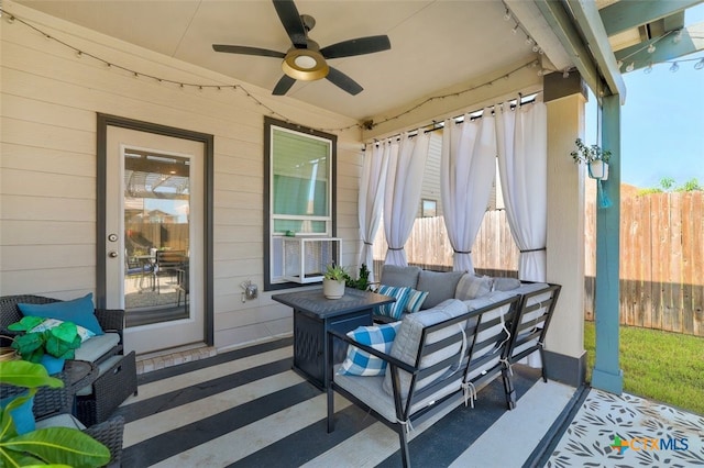 401 Thunder Valley Trl, Georgetown, TX 78626 - view of patio with a ceiling fan and outdoor lounge area
