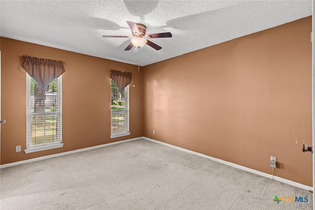 3002 Arrowhead Dr, Temple, TX 76502 - carpeted spare room featuring healthy amount of natural light, a ceiling fan, baseboards, and a textured ceiling