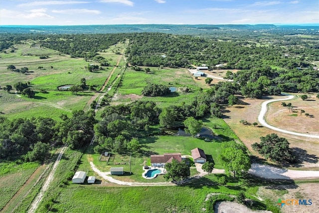 aerial view featuring a rural view