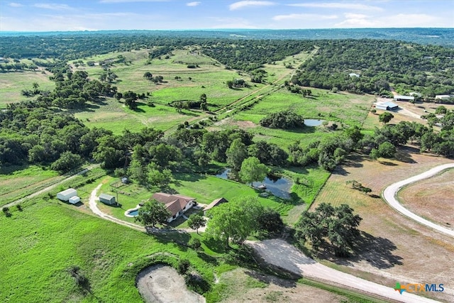 drone / aerial view with a rural view