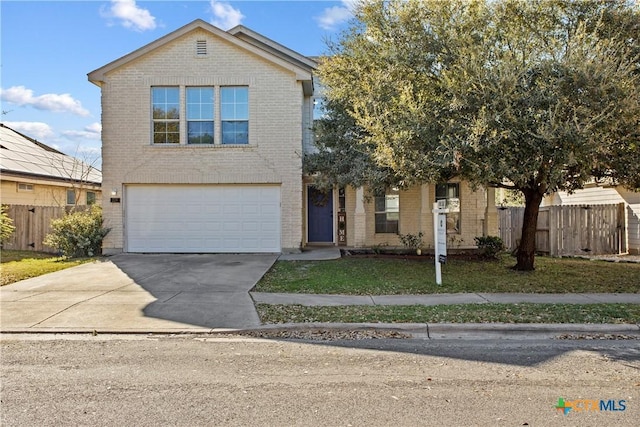 229 Rocky Ridge Dr, New Braunfels, TX 78130 - traditional-style home featuring brick siding, concrete driveway, and an attached garage
