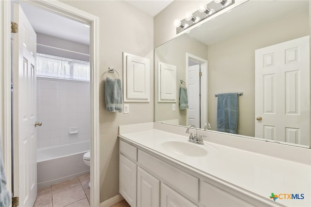 full bath featuring tile patterned flooring, toilet, and vanity