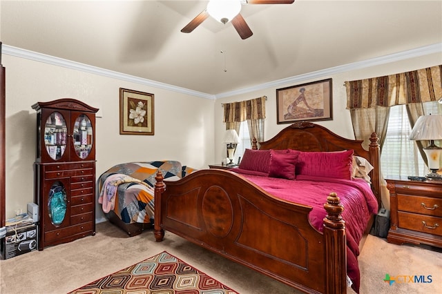 2004 Excel Dr, Killeen, TX 76542 - bedroom with carpet flooring, ornamental molding, and ceiling fan