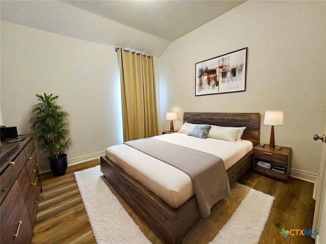 2961 Grove Way, Seguin, TX 78155 - bedroom featuring dark wood-type flooring and lofted ceiling