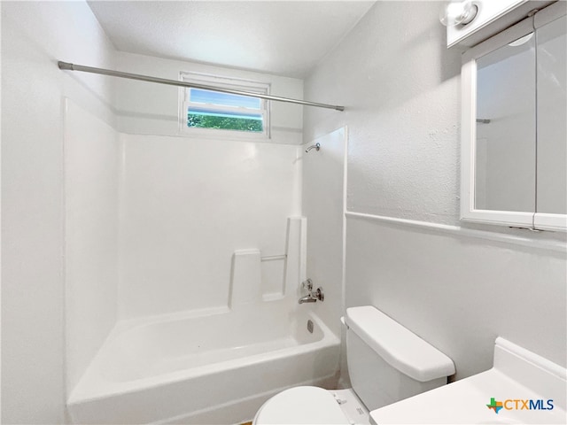 full bathroom with vanity, toilet, and shower / bath combination