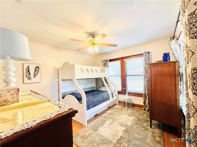 bedroom featuring ceiling fan