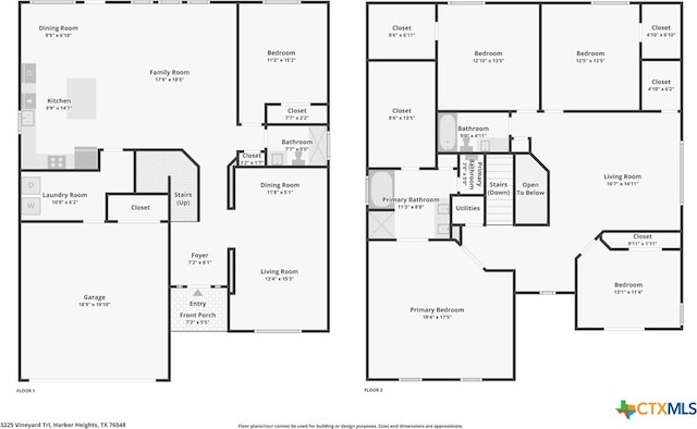 3225 Vineyard Trl, Harker Heights, TX 76548 - view of property floor plan