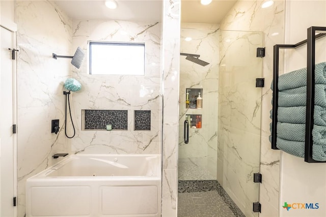 1428 Springwater, Canyon Lake, TX 78133 - full bathroom with a marble finish shower and a tub