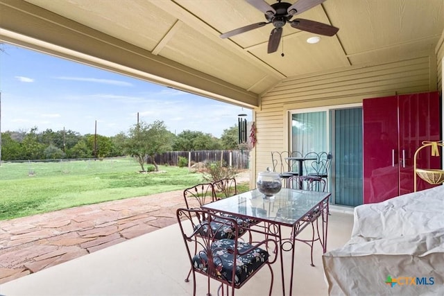 view of patio / terrace featuring ceiling fan