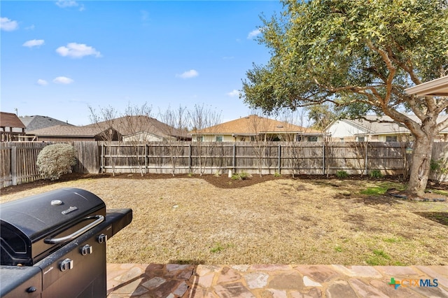 view of yard featuring a fenced backyard