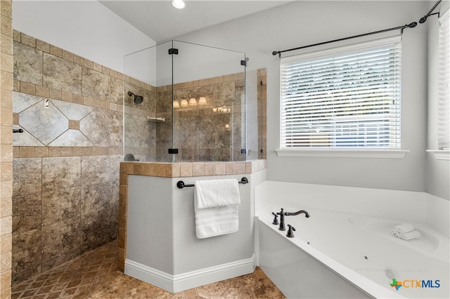 bathroom with independent shower and bath