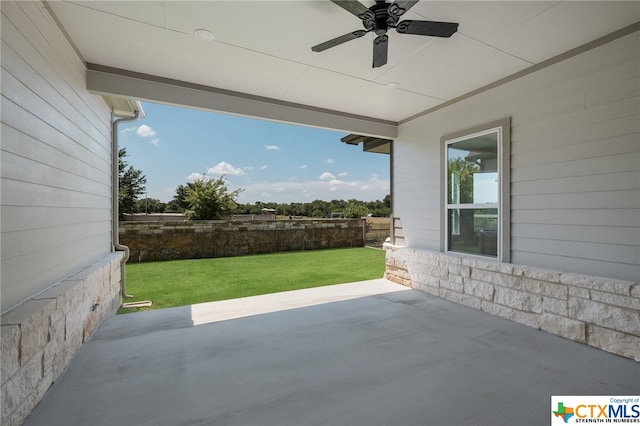 view of patio / terrace with ceiling fan