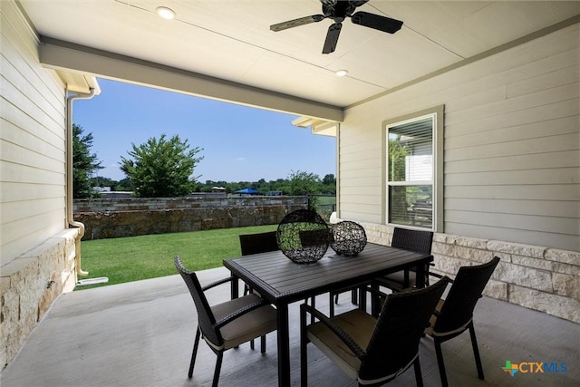 11305 Hollering Pass, Schertz, TX 78154 - view of patio with outdoor dining area and ceiling fan