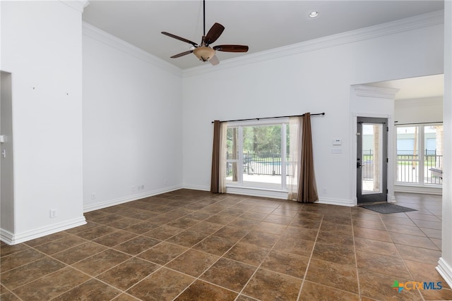 12011 Fm 1150, Luling, TX 78648 - spare room with crown molding, a ceiling fan, and recessed lighting