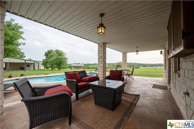 view of patio featuring an outdoor hangout area