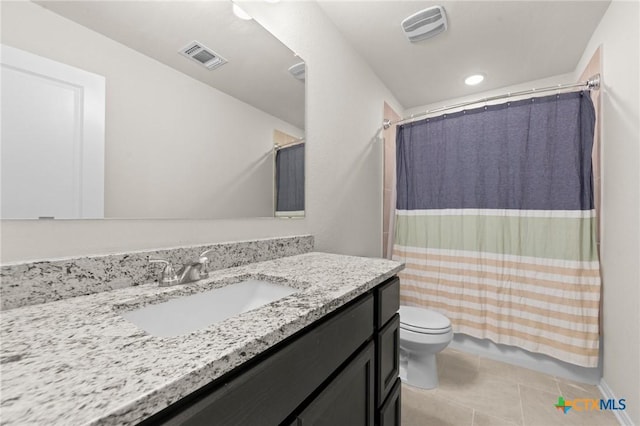 1044 Shelby Dr, Belton, TX 76513 - bathroom with tile patterned flooring, toilet, vanity, and visible vents