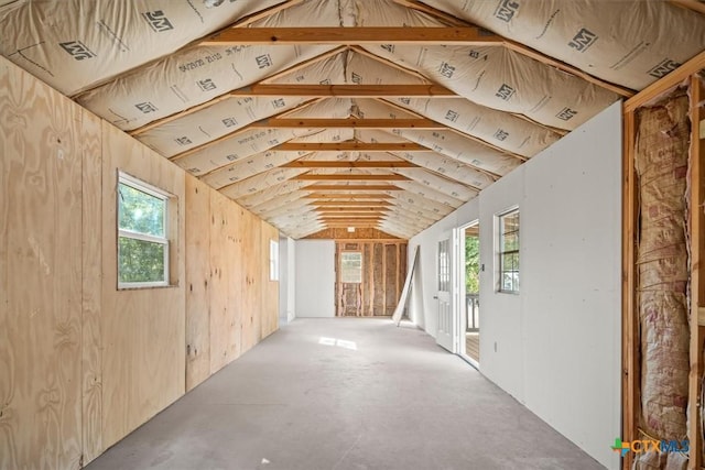 interior space featuring vaulted ceiling