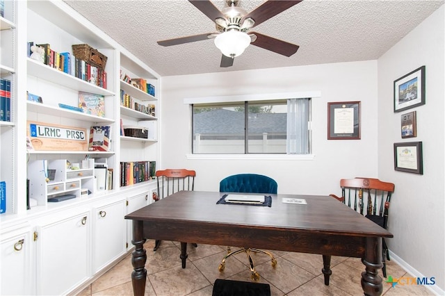 812 Trail Crest Dr, Harker Heights, TX 76548 - office space with light tile patterned floors, a textured ceiling, and ceiling fan