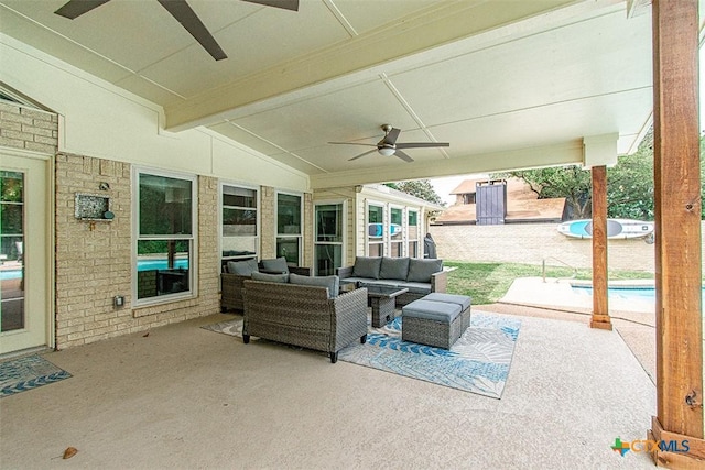 812 Trail Crest Dr, Harker Heights, TX 76548 - view of patio / terrace featuring an outdoor hangout area and ceiling fan