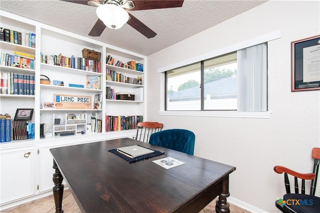812 Trail Crest Dr, Harker Heights, TX 76548 - office with a ceiling fan and a textured ceiling