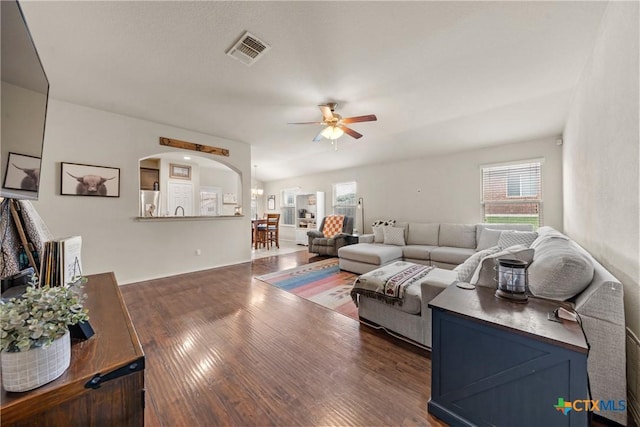 406 Coby, Troy, TX 76579 - living area with healthy amount of natural light, a ceiling fan, and wood finished floors