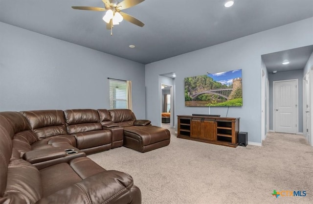 832 Paseo Del Plata, Temple, TX 76502 - carpeted living room with ceiling fan and recessed lighting
