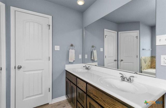 832 Paseo Del Plata, Temple, TX 76502 - full bath with double vanity, wood finished floors, and a tub to relax in