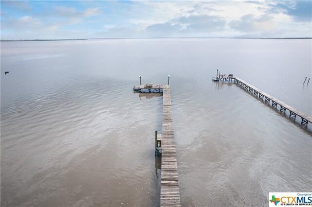 dock area featuring a water view