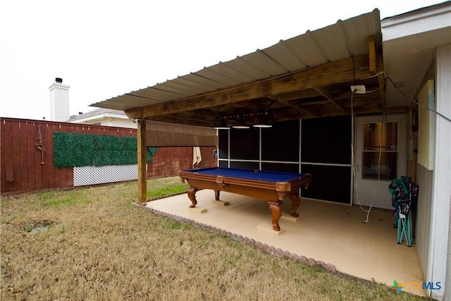 game room featuring pool table