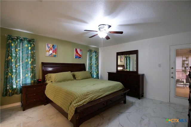 bedroom featuring ceiling fan