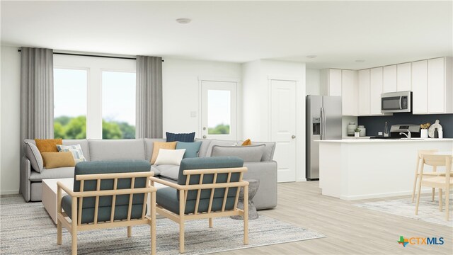 living area with light wood finished floors