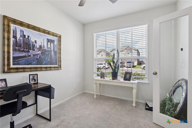 4032 Wild Bloom Rd, Seguin, TX 78155 - carpeted office space featuring ceiling fan and baseboards
