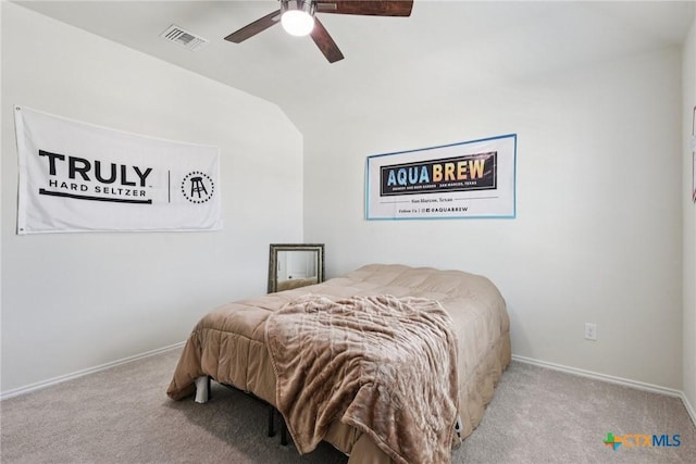 4032 Wild Bloom Rd, Seguin, TX 78155 - carpeted bedroom featuring vaulted ceiling and a ceiling fan